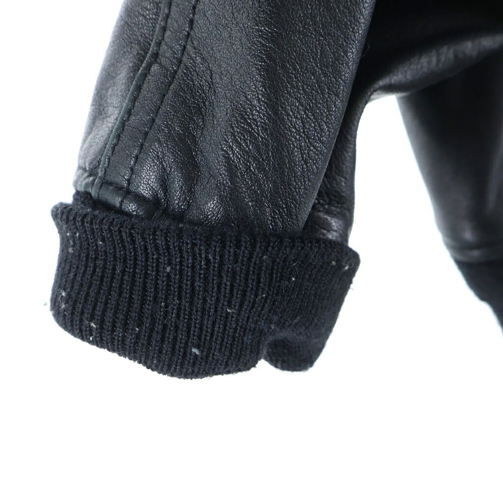 NO BRAND(ノーブランド) PINEAL JET LEATHER(ピネールジェットレザー) シープスキン ジップアップジャケット ブルゾン ブラック