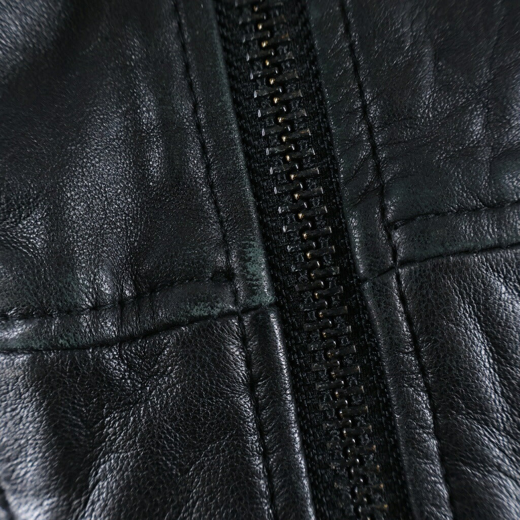 NO BRAND(ノーブランド) PINEAL JET LEATHER(ピネールジェットレザー) シープスキン ジップアップジャケット ブルゾン ブラック