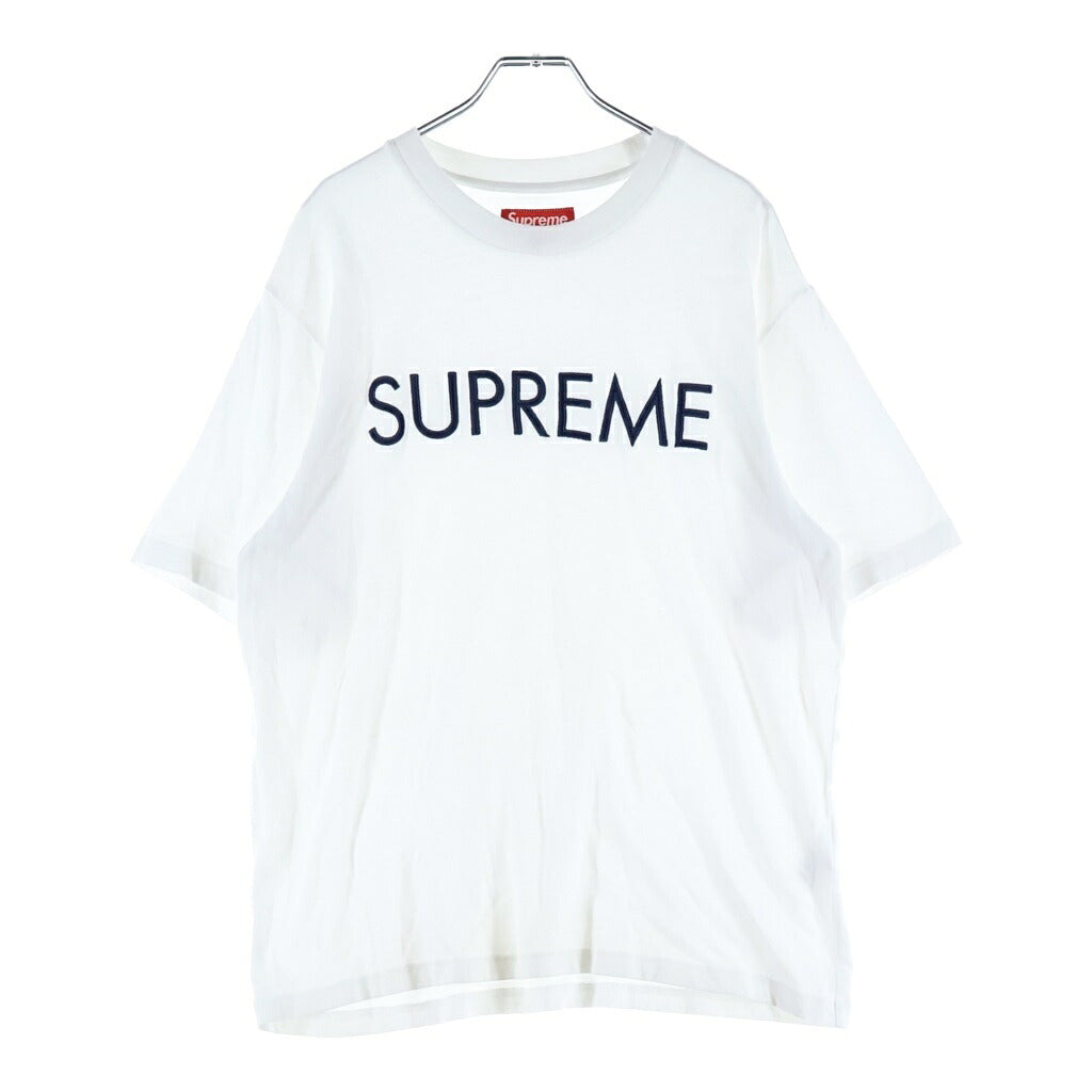 SUPREME(シュプリーム) 25SS Capital S/S Top キャピタル ロゴエンブロイダリー クルーネック半袖Tシャツ カットソー ホワイト