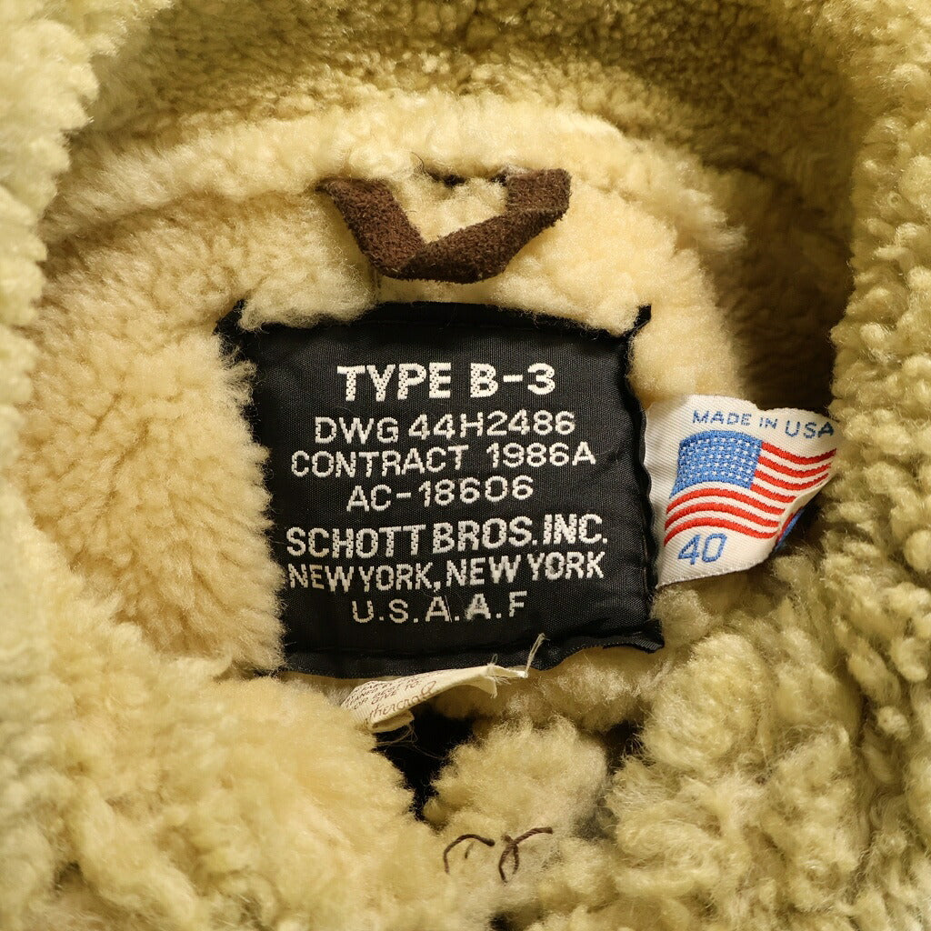 SCHOTT(ショット) TYPE B-3 USA製 ムートン レザーフライトジャケット