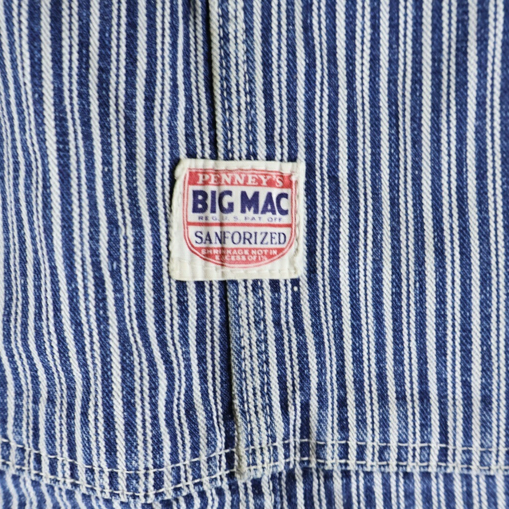 BIGMAC(ビッグマック) 40S VINTAGE ヴィンテージ 盾タグ ヒッコリーストライプ デニム オーバーオール インディゴ