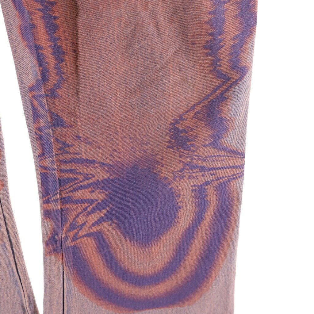 NO BRAND(ノーブランド) MASHA POPOVA マーシャポポヴァ OIL SPILL オイルスピル オーバーダイ加工 変形ウエストバンド フレアパンツ ピンク