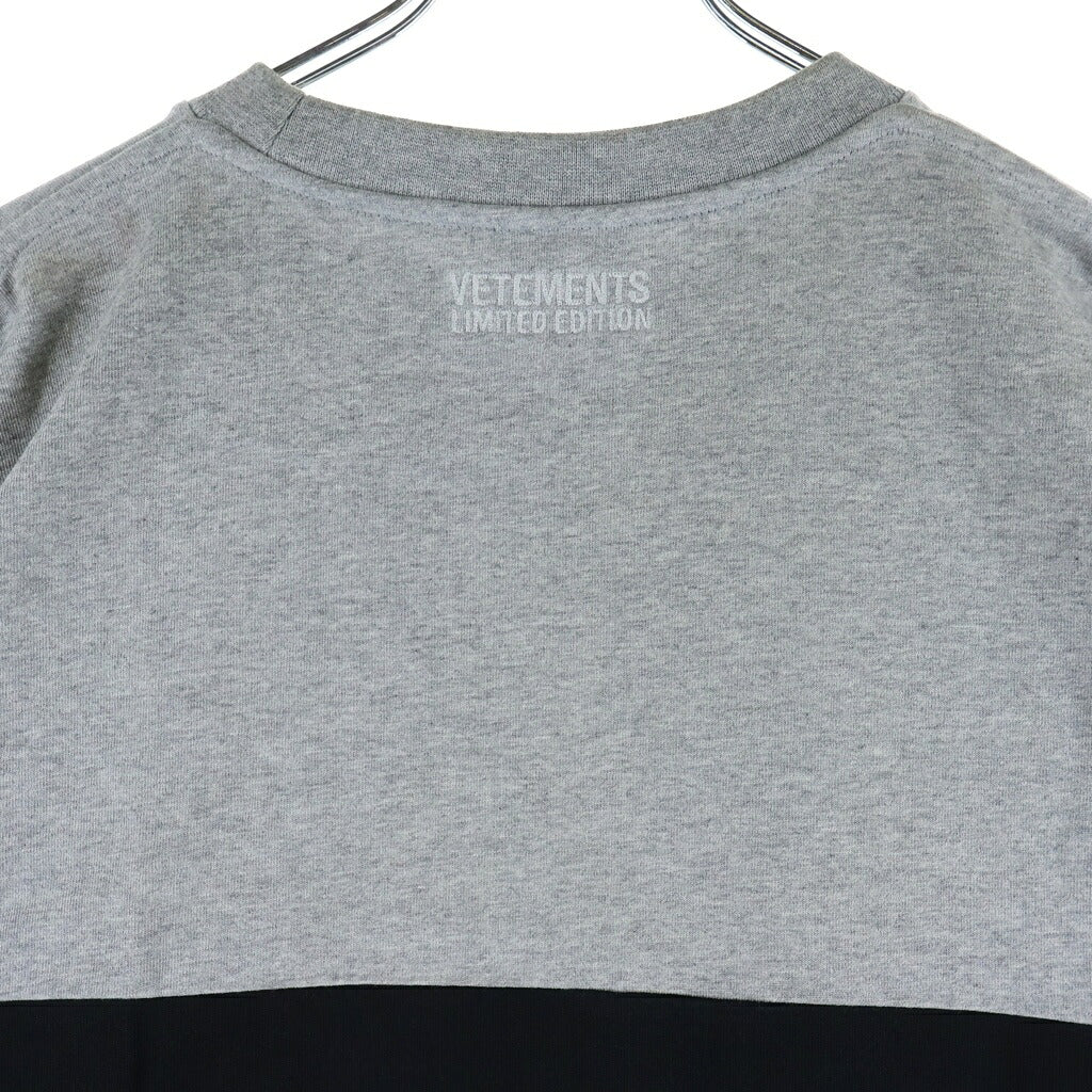 VETEMENTS(ヴェトモン) Horizontal Cut Up Logo Tee カットアップロゴ クルーネック半袖Tシャツ カットソー グレー