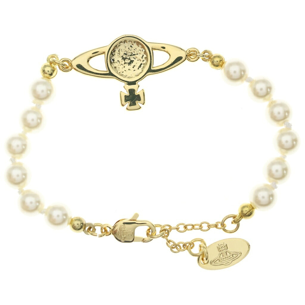 Vivienne Westwood(ヴィヴィアンウエストウッド) MINI BAS RELIEF PEARL ミニバスレリーフ パールモチーフ ブレスレット ゴールド/ホワイト