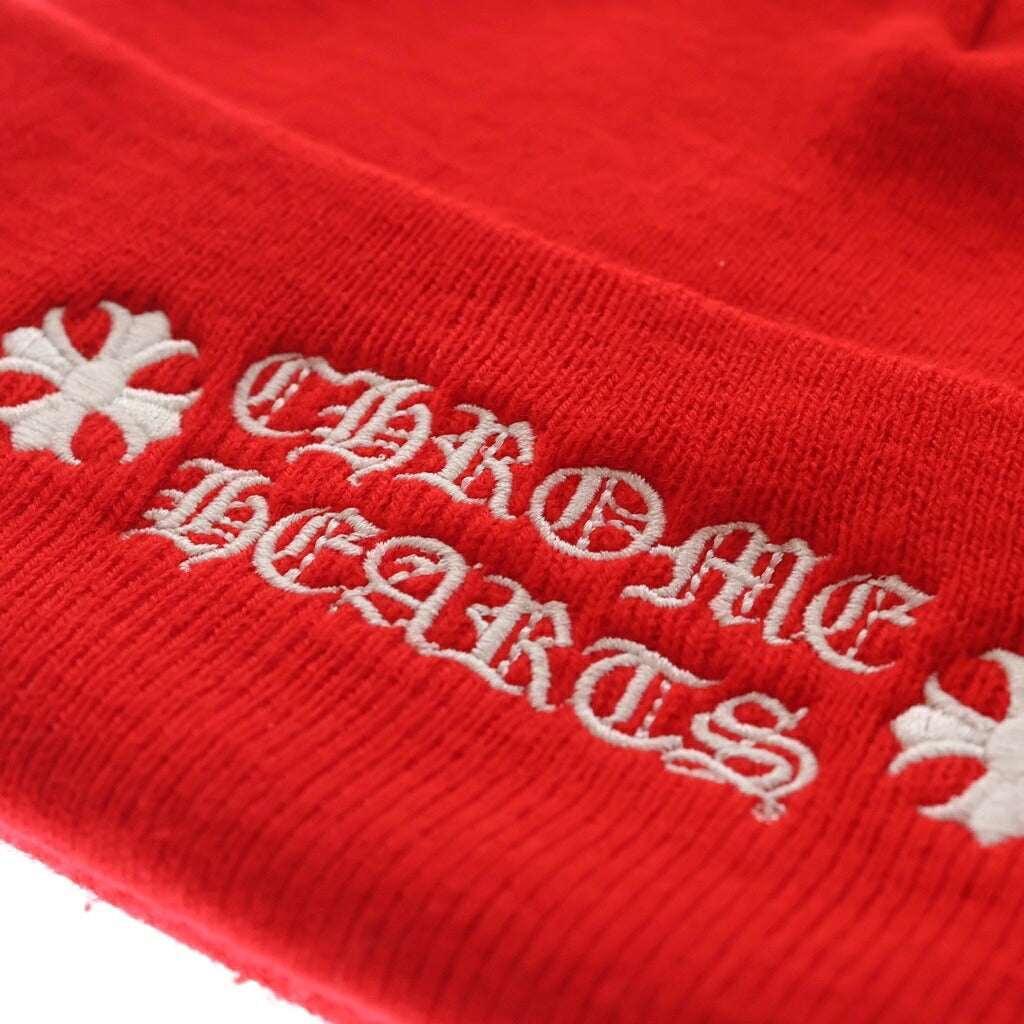 CHROME HEARTS(クロムハーツ) WOOL WATCH CAP CH PLUS クロス刺繍 ビーニー ニット帽 帽子 レッド
