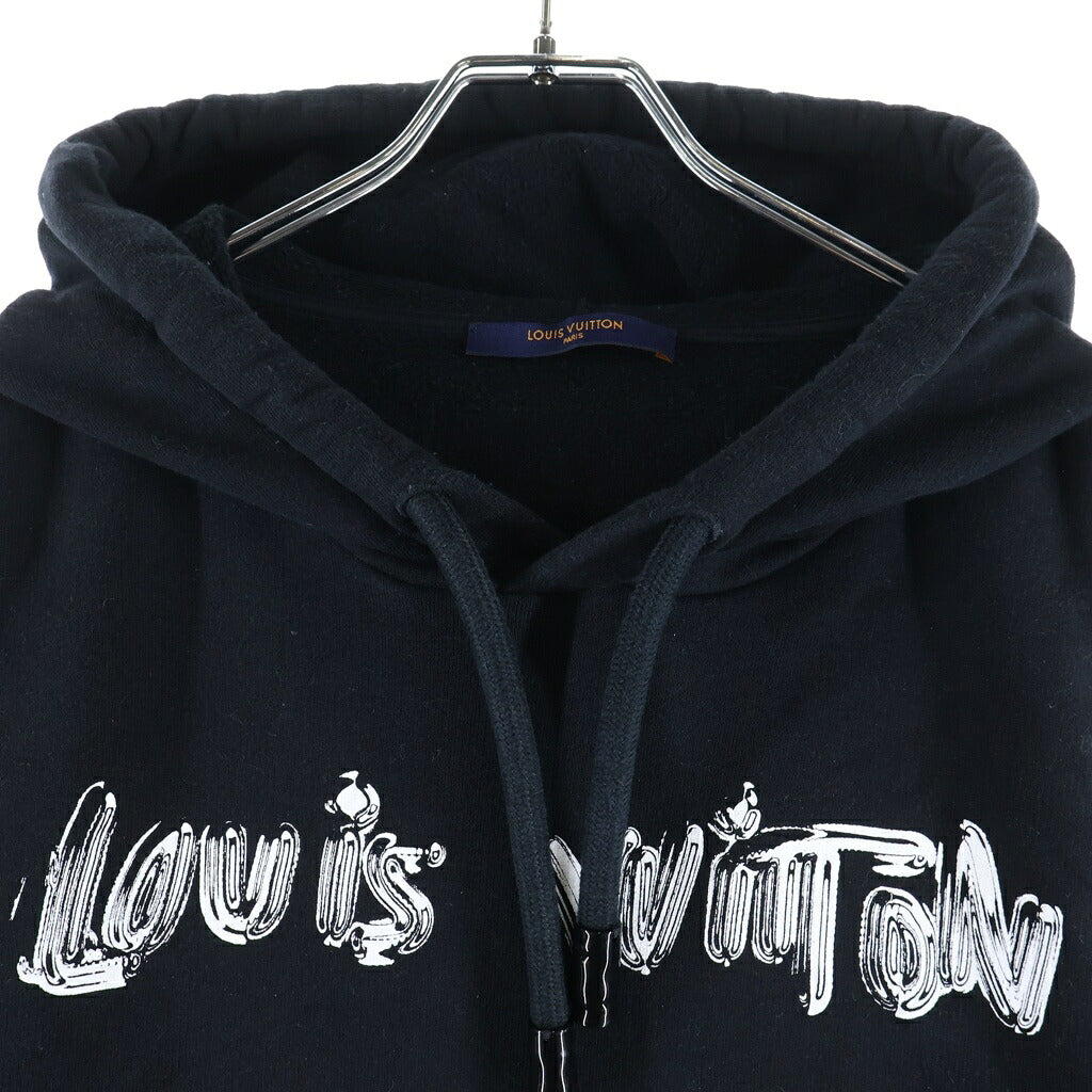 LOUIS VUITTON(ルイヴィトン) 22SS AMEN BREAK アーメン ブレイク ロゴプリント プルオーバースウェットパーカー フーディー ブラック RM221 IHN HMY78W