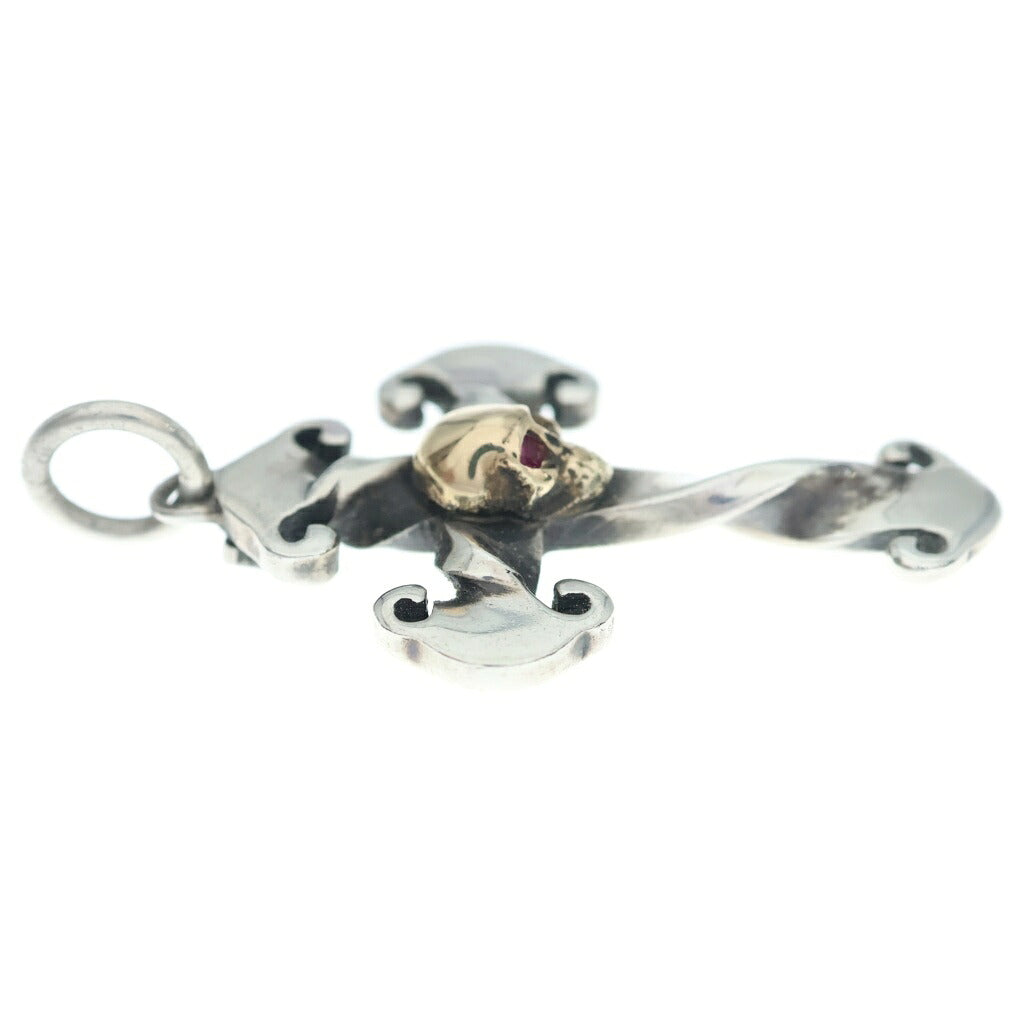 STANLEY GUESS(スタンリーゲス) Twisted Cross w/Skull Pendant ツイステッドクロス 18Kスカル ペンダントトップ シルバー/ゴールド
