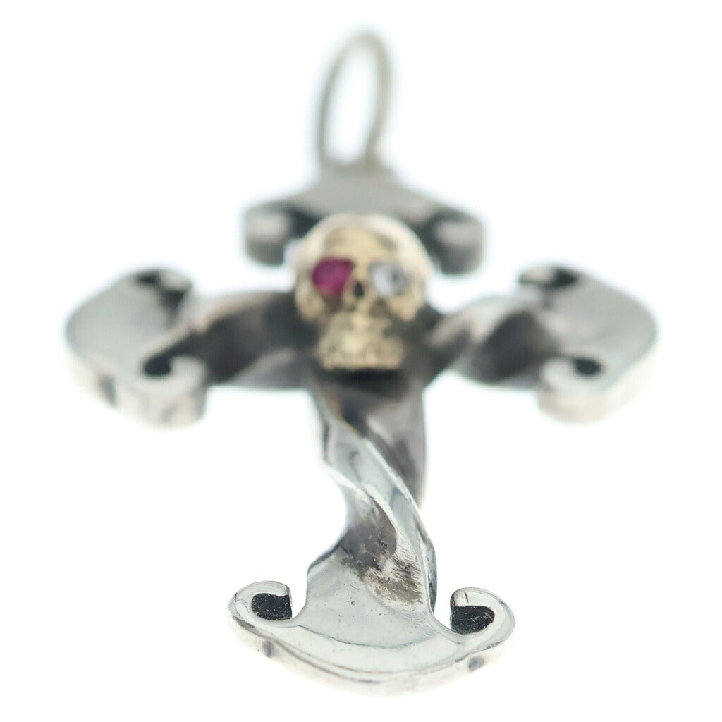 STANLEY GUESS(スタンリーゲス) Twisted Cross w/Skull Pendant ツイステッドクロス 18Kスカル ペンダントトップ シルバー/ゴールド