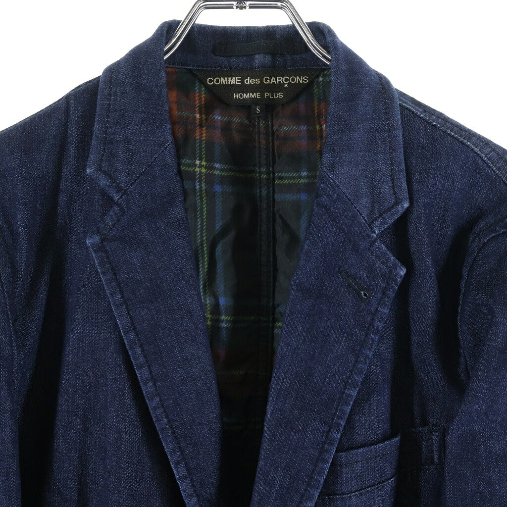 COMME des GARCONS HOMME PLUS(コムデギャルソンオムプリュス) 14SS AD2013 裏地チェック デニム シングルテーラードジャケット インディゴ PM-J063
