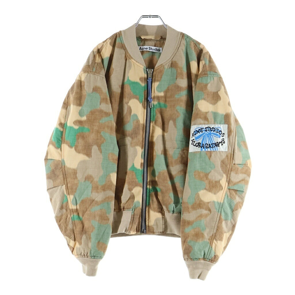 Acne Studios(アクネ ストゥディオズ) 24SS OLEARY CAMOUFLAGE COTTON BOMBER JACKET オレアリー カモフラ コットンボンバージャケット MA-1 ジップアップブルゾン ベージュ/ブラウン/グリーン FN-MN-OTW001050