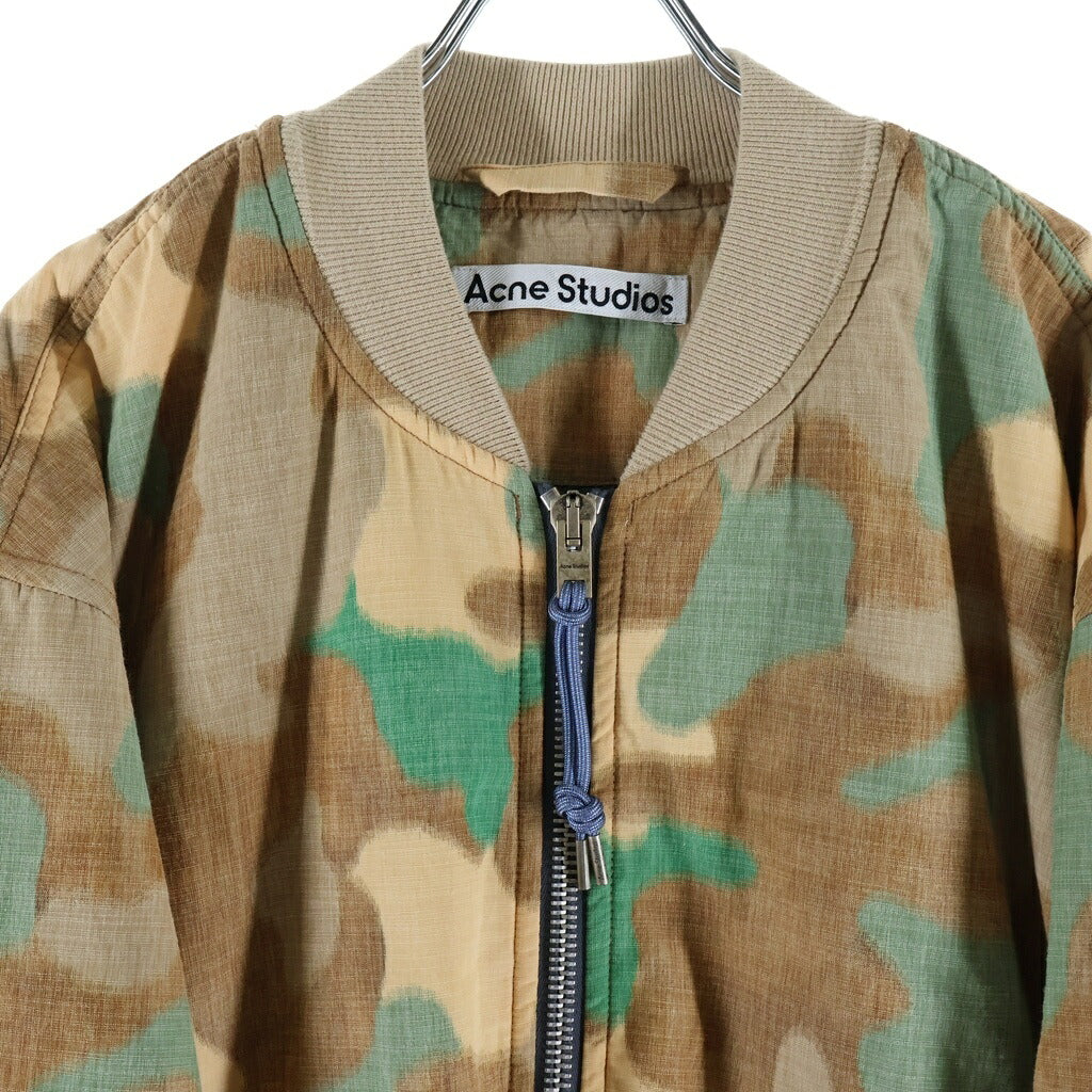 Acne Studios(アクネ ストゥディオズ) 24SS OLEARY CAMOUFLAGE COTTON BOMBER JACKET オレアリー カモフラ コットンボンバージャケット MA-1 ジップアップブルゾン ベージュ/ブラウン/グリーン FN-MN-OTW001050