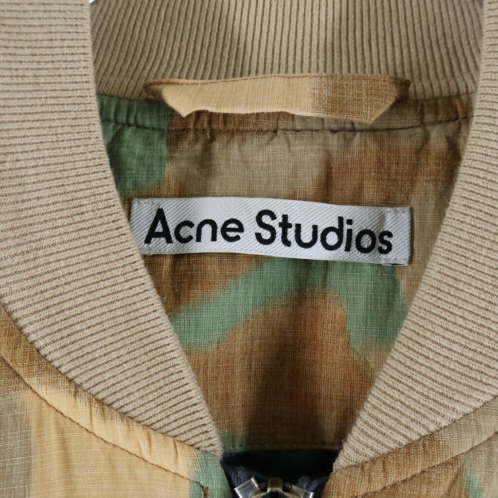 Acne Studios(アクネ ストゥディオズ) 24SS OLEARY CAMOUFLAGE COTTON BOMBER JACKET オレアリー カモフラ コットンボンバージャケット MA-1 ジップアップブルゾン ベージュ/ブラウン/グリーン FN-MN-OTW001050