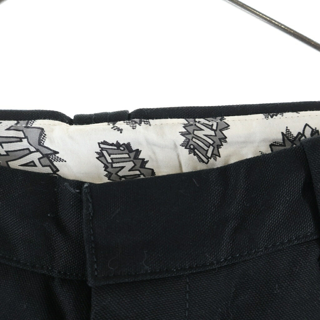 SAINT MICHAEL(セントマイケル) 23SS WIDE PANTS バックロゴパッチ コットン ワイドパンツ ブラック SM-S23-0000-058