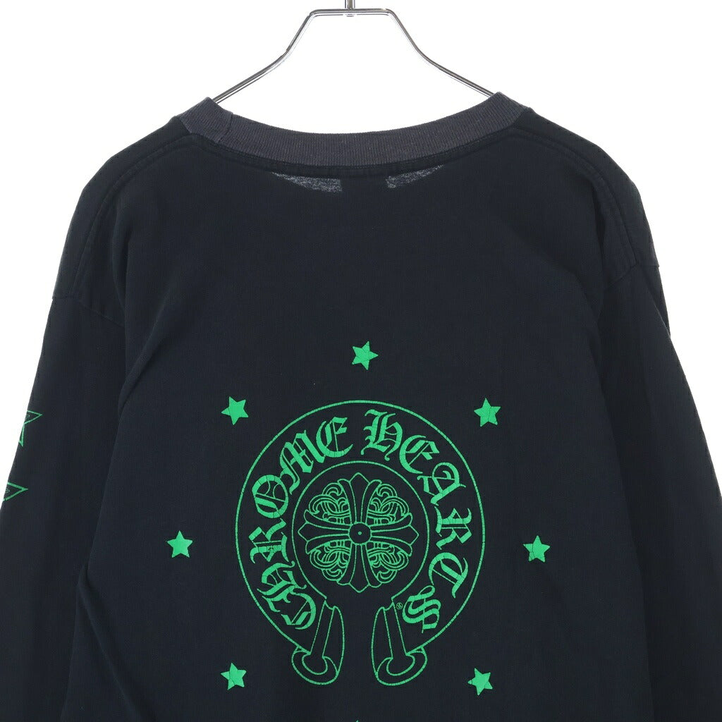 CHROME HEARTS(クロムハーツ) OLD L/S TEE バックホースシュー フローラルクロス アームスタープリント クルーネック 長袖Tシャツ カットソー ブラック