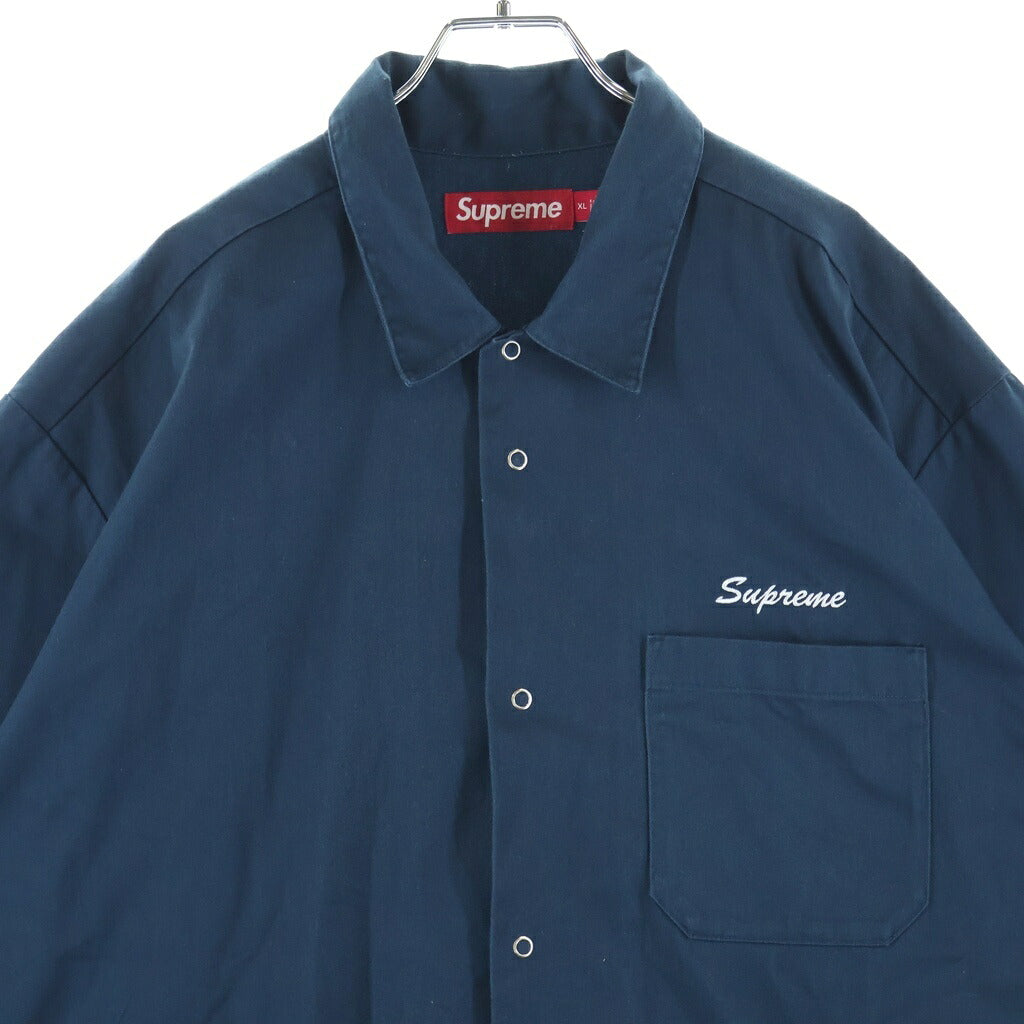 SUPREME(シュプリーム) 24SS ×Margaret Keane Teardrop S/S Work Shirt マーガレットキーン バックティアドロッププリント 半袖ワークシャツ ネイビー
