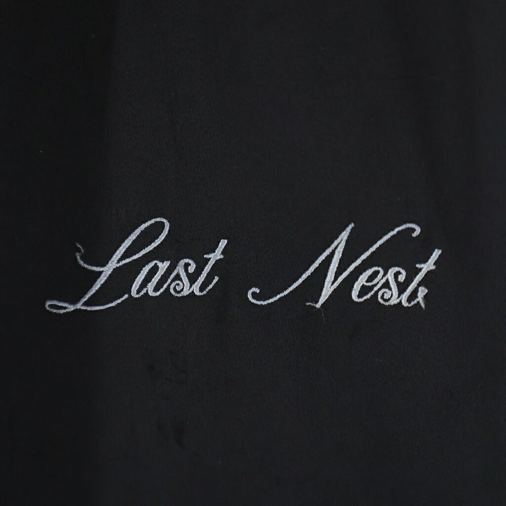 LAST NEST(ラスト ネスト) 24SS SATIN PAJAMA PANTS サテン パジャマパンツ サイドロゴ イージーパンツ ブラック