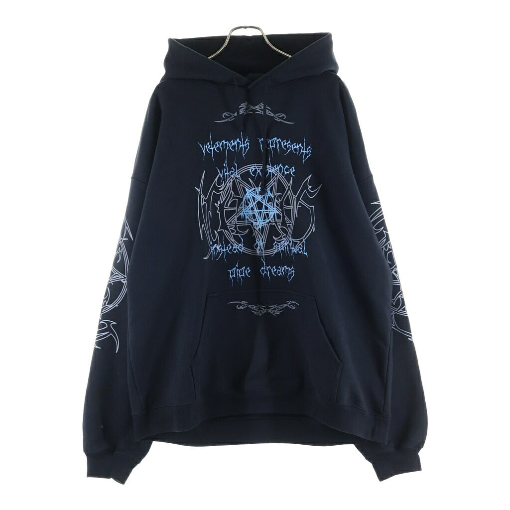 VETEMENTS(ヴェトモン) 22AW VITAL EXISTANCE HOODIE バイタルイグジスタンス アームプリント プルオーバースウェットパーカー フーディー ブラック UA53HD460B