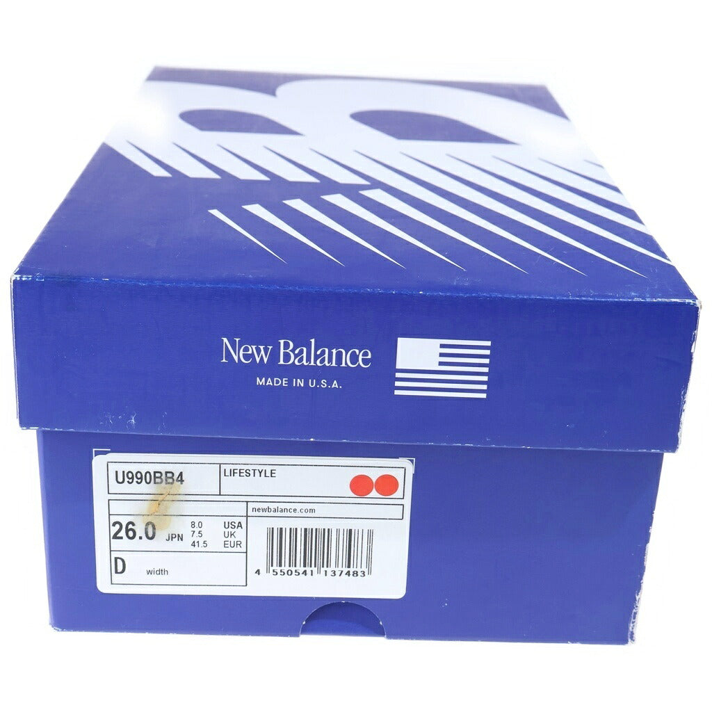 New Balance(ニューバランス) U990BB4 スエード ローカットスニーカー ブルー/グレー US8/26cm