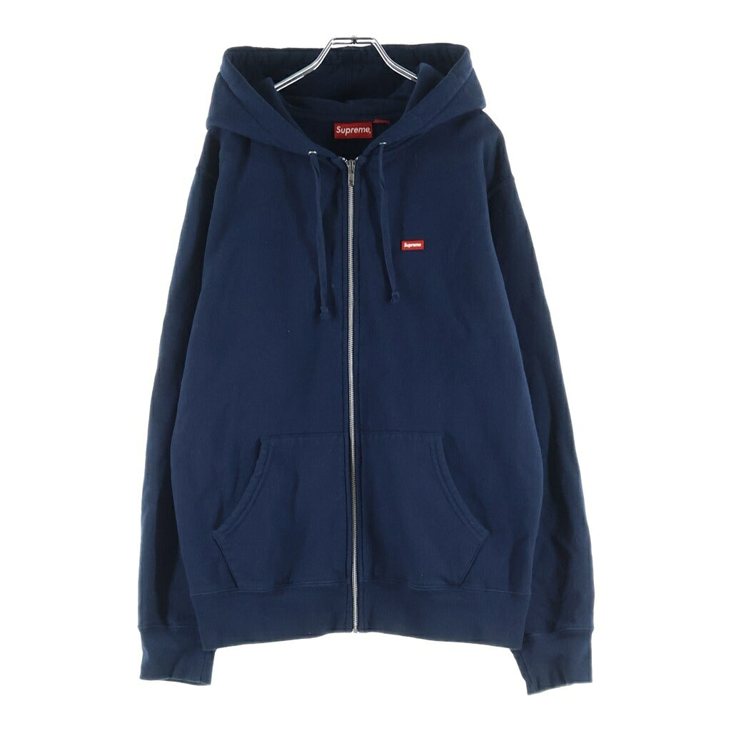 SUPREME(シュプリーム) 19SS Small Box Zip Up Sweatshirt ラバースモールボックスロゴ ジップアップスウェットパーカー ネイビー
