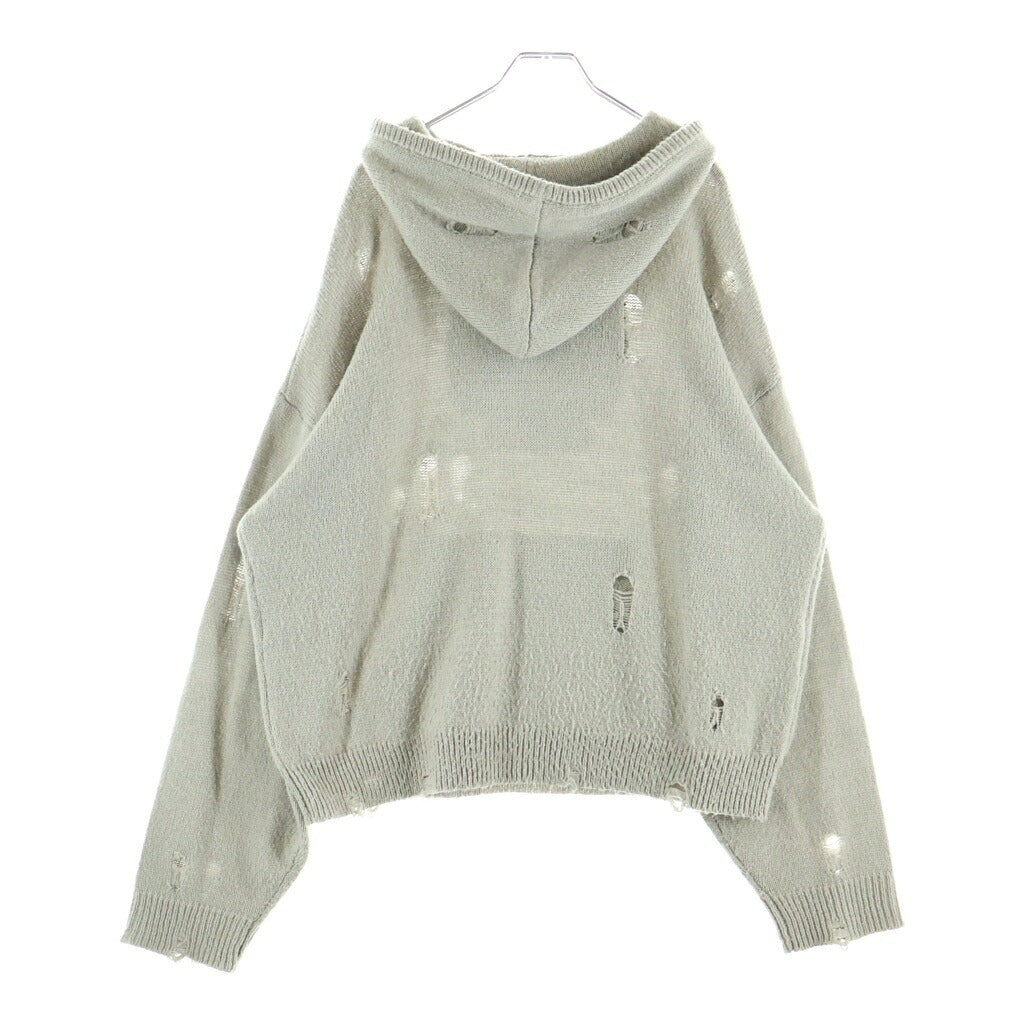 BREATH(ブレス) 25AW SOUTHSIDE CROSS DAMAGE MOHIR HOODIE サウスサイド クロス ダメージ モヘア プルオーバースウェットパーカー フーディー ベージュ BR25AW-N3010