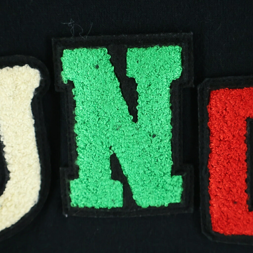 UNDERCOVER(アンダーカバー) 23AW SWEAT WOLF WILL NEVER BE A PET 裾ジッパー 両面ワッペン刺繍 クルーネックスウェットトレーナー ブラック UC2C4811-2