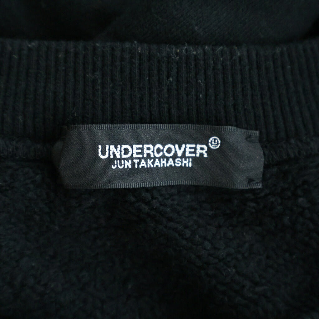 UNDERCOVER(アンダーカバー) 23AW SWEAT WOLF WILL NEVER BE A PET 裾ジッパー 両面ワッペン刺繍 クルーネックスウェットトレーナー ブラック UC2C4811-2