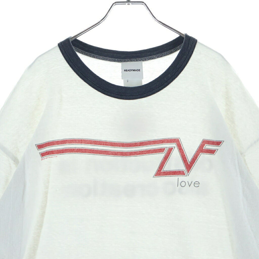 READY MADE(レディメイド) 24SS T-SHIRT RINGER 両面プリント リンガーTシャツ 半袖クルーネックカットソー ホワイト RE-CO-WH-00-00-276
