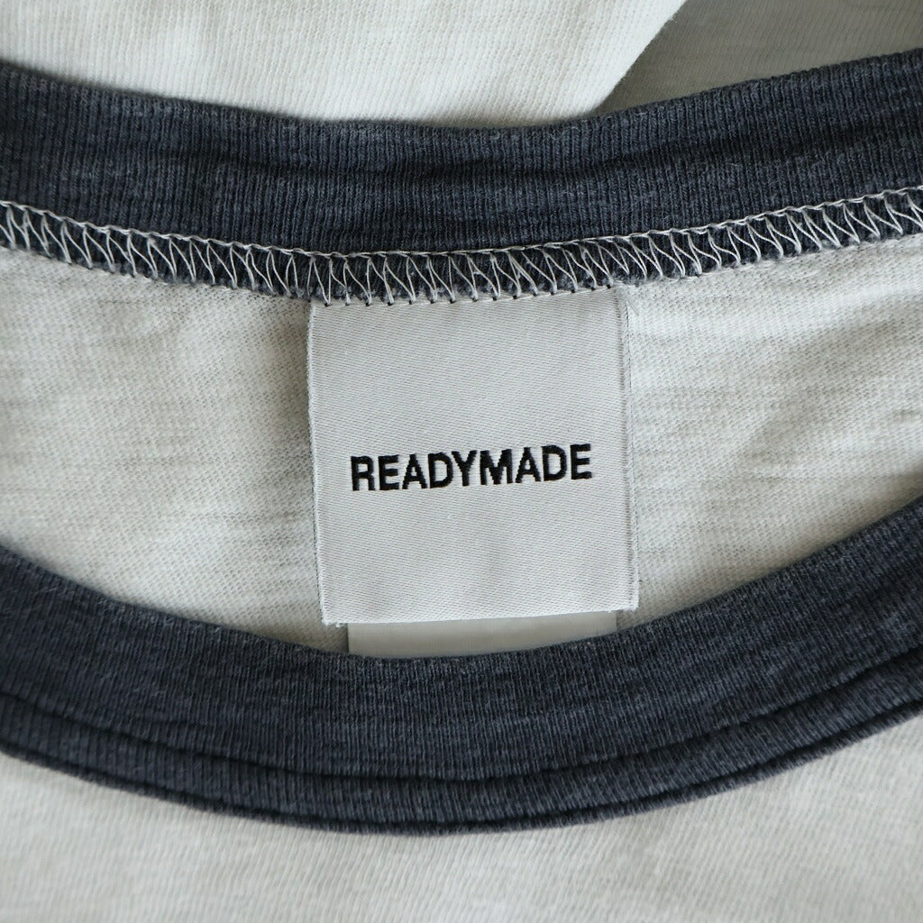 READY MADE(レディメイド) 24SS T-SHIRT RINGER 両面プリント リンガーTシャツ 半袖クルーネックカットソー ホワイト RE-CO-WH-00-00-276