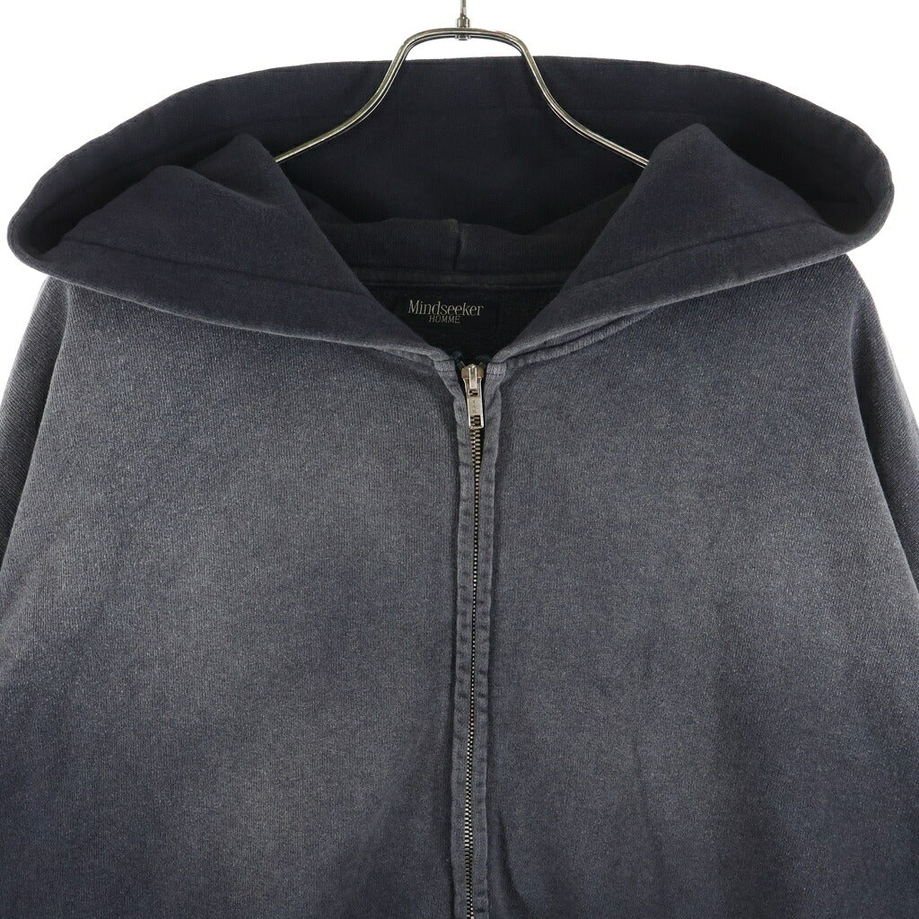 MINDSEEKER(マインドシーカー) HOMME オム ヴィンテージ フェード加工 ジップアップフーディー パーカー ブラック MSH-23-02