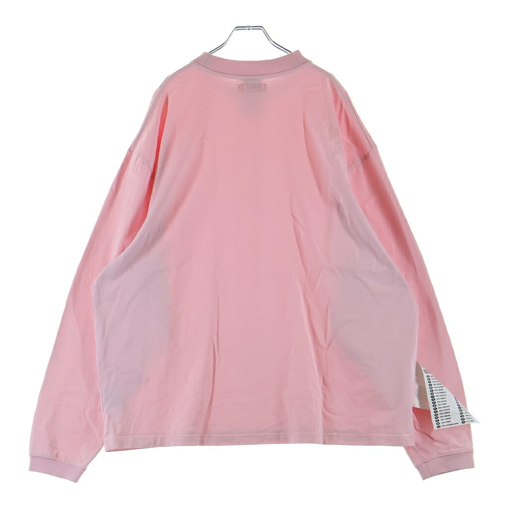 VETEMENTS(ヴェトモン) 22SS Logo Label L/S Tee ロゴラベル クルーネック長袖Tシャツ カットソー ピンク UE52TR280P