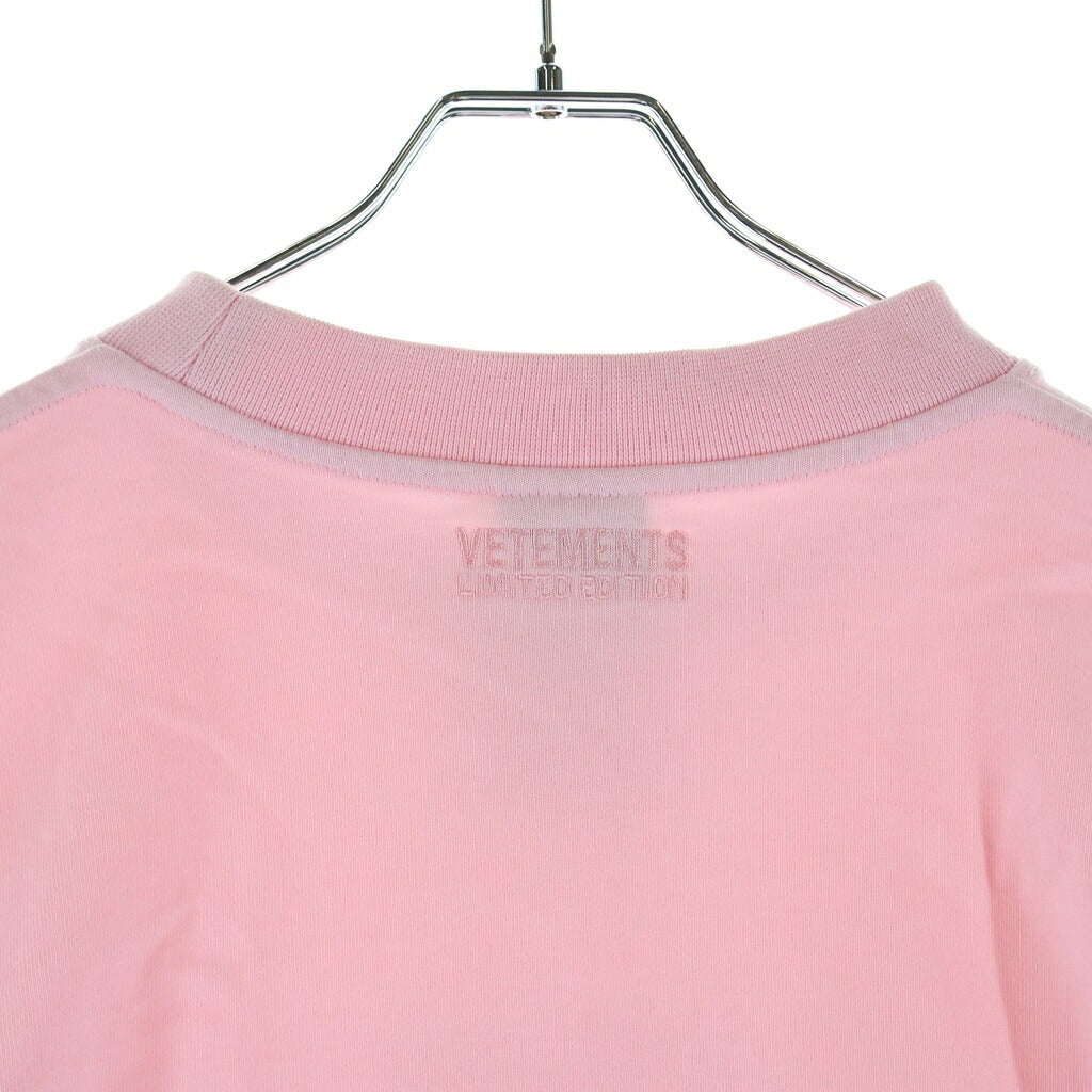 VETEMENTS(ヴェトモン) 22SS Logo Label L/S Tee ロゴラベル クルーネック長袖Tシャツ カットソー ピンク UE52TR280P