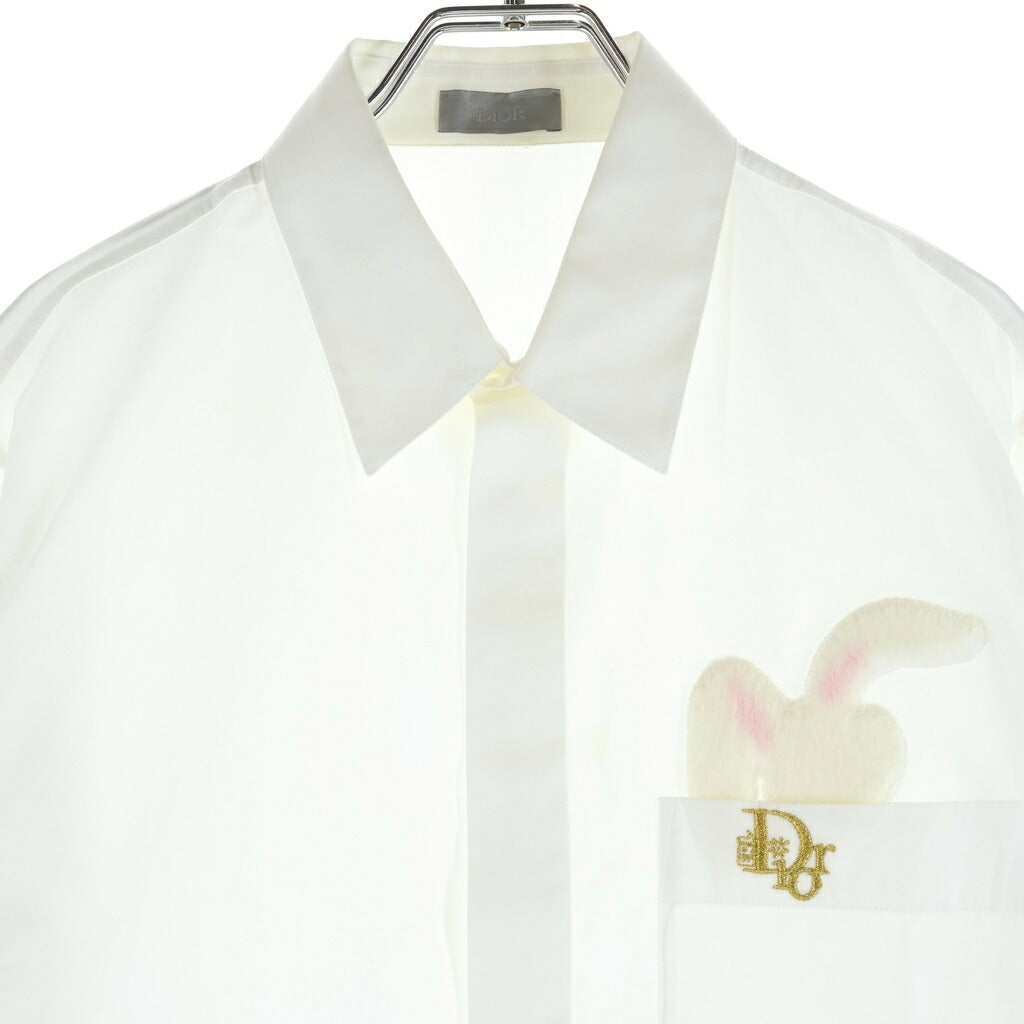 DIOR(ディオール) 23SS ×ERL バニーパッチ ゴールドトーンロゴエンブロイダリー ロングスリーブドレスシャツ ホワイト 313C534B1581