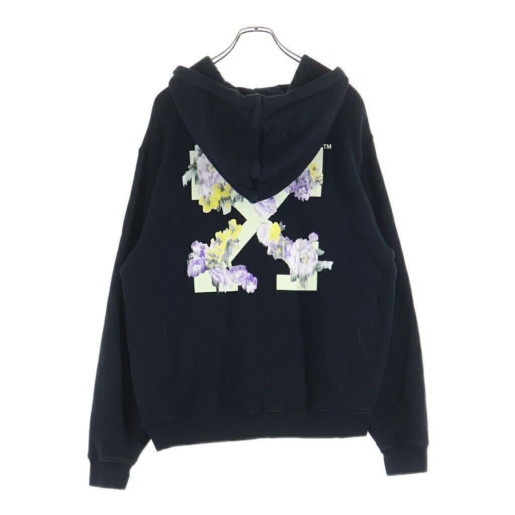 OFF-WHITE(オフホワイト) 22AW FLORAL ARROWS-PRINT HOODIE フローラルアロープリント プルオーバーフーデッドクルーネックスウェットパーカー ブラック WBB035F22JER002