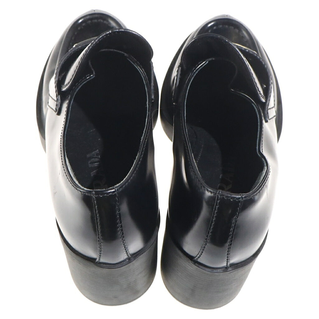 PRADA(プラダ) チョコレート トライアングルロゴプレート レザー ハイヒールパンプス レディース ブラック 1D246M
