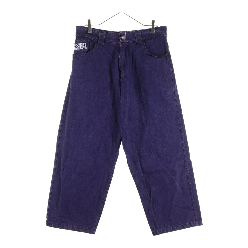 NO BRAND(ノーブランド) EARL SKATEBOARDS (アール スケートボーズ) 25AW EMBROIDERY DENIM エンブロイダリー ワイドデニムパンツ パープル