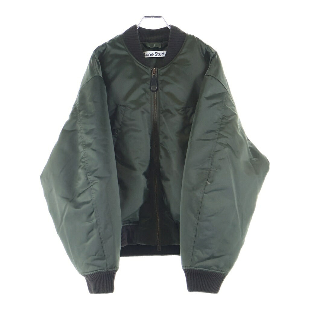 Acne Studios(アクネ ストゥディオズ) BOMBER JACKET アームロゴ刺繍 ナイロンボンバージャケット カーキ FN-MN-OUTW001129