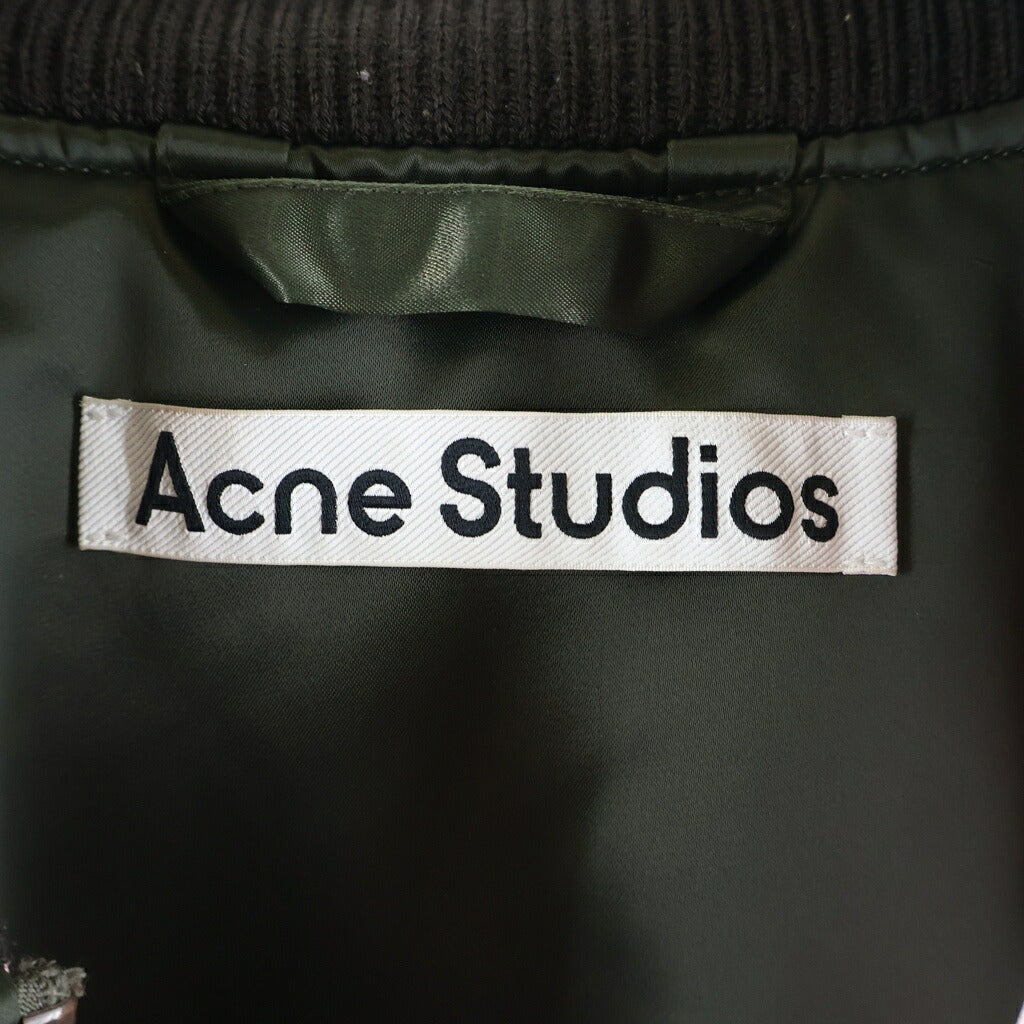 Acne Studios(アクネ ストゥディオズ) BOMBER JACKET アームロゴ刺繍 ナイロンボンバージャケット カーキ FN-MN-OUTW001129