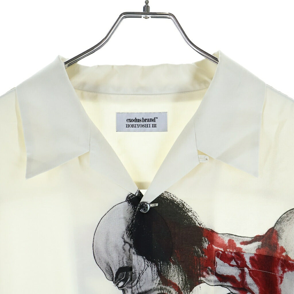 exodus brand(エクソダスブランド) 26SS ×彫よし 幽霊鬼斗卅六釁圖 レーヨン 半袖ハワイアンシャツ ホワイト HORIYOSHI III-HW-02