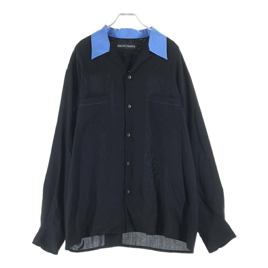WACKO MARIA(ワコマリア) 26AW SWITCHING SHIRT L/S スイッチング ロングスリーブ オープンカラーシャツ ブラック/ブルー 26FWE-WMS-OC05