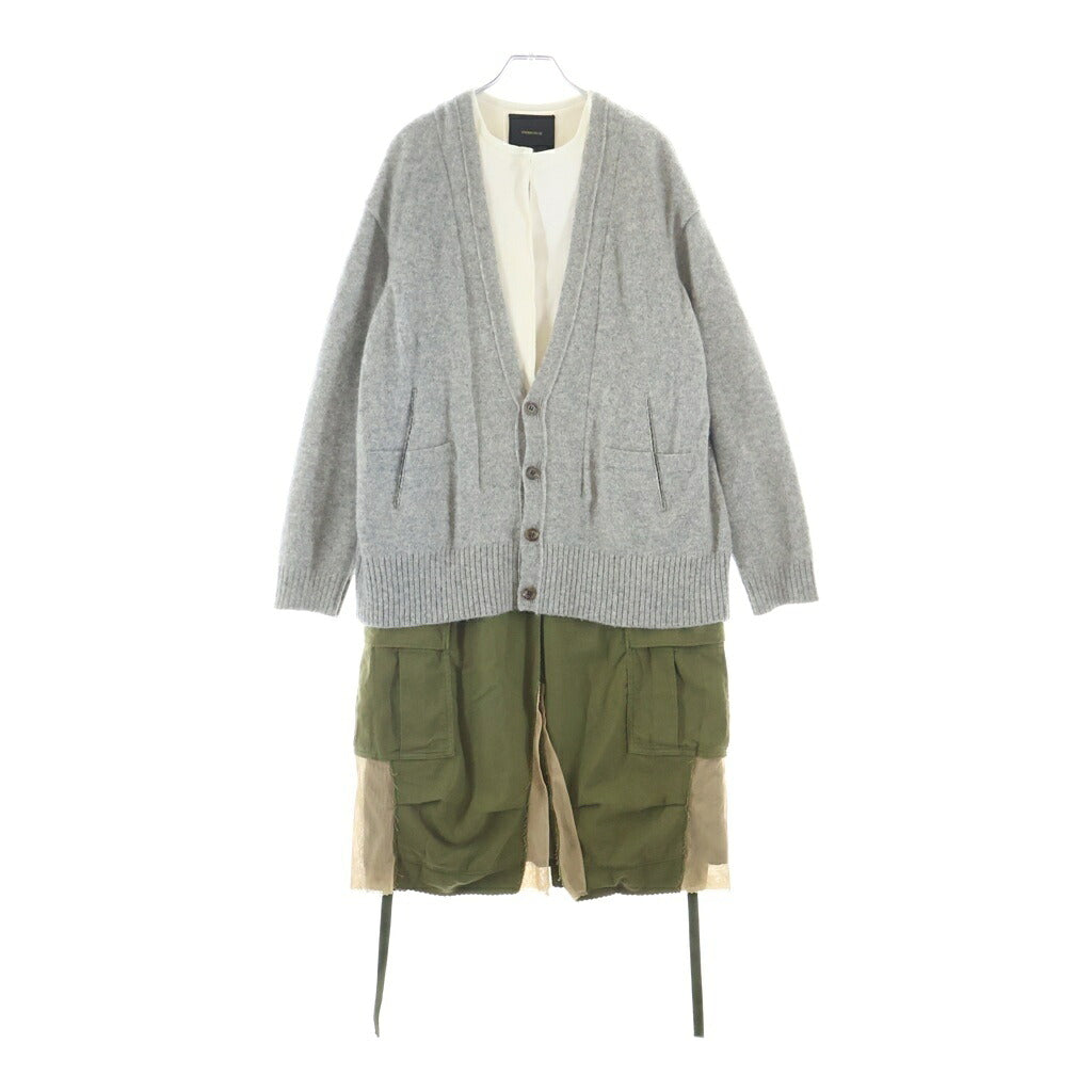 UNDERCOVER(アンダーカバー) 15AW ニットカーディガンドッキング ジョイントコート ジャケット グレー/カーキ UCP1312