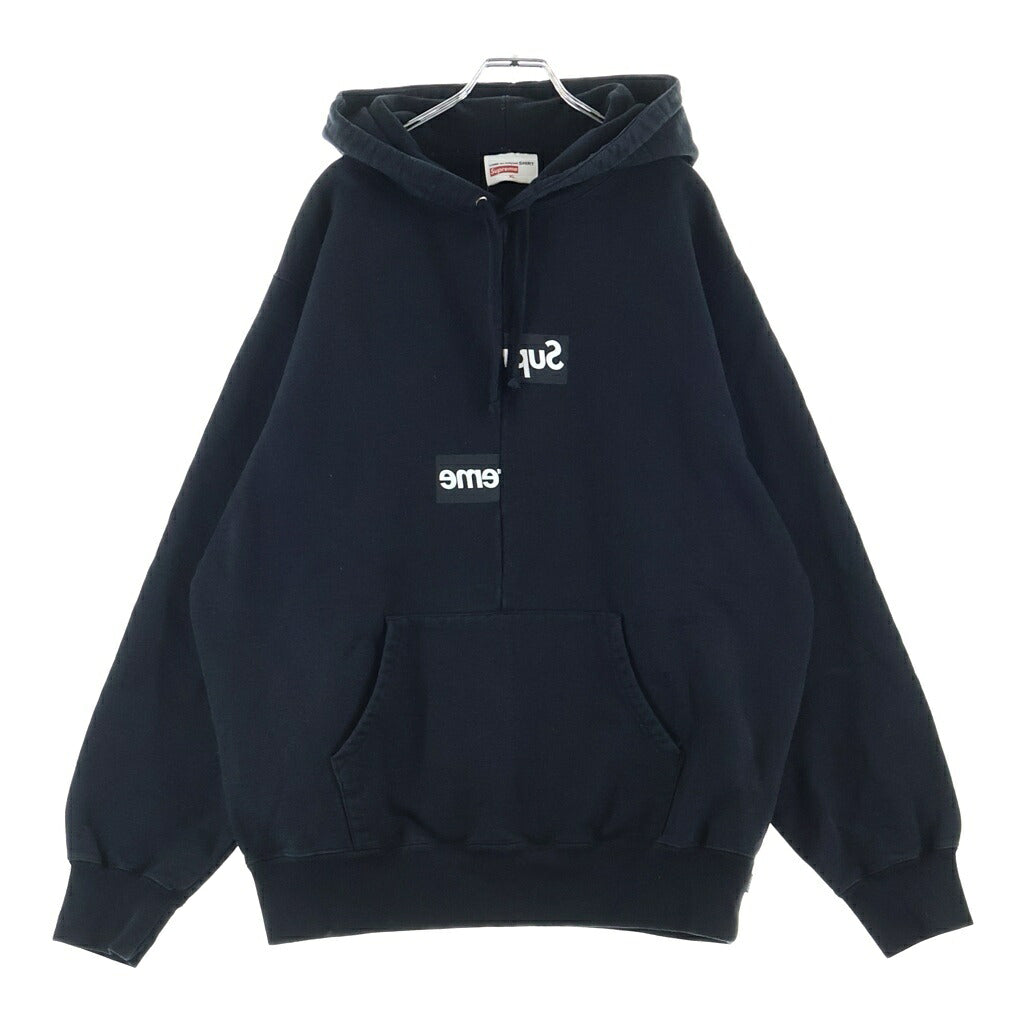 SUPREME(シュプリーム) 18AW ×Comme des Garcons SHIRT Split Box Logo Hooded Sweatshirt コムデギャルソンシャツ スプリットボックスロゴ フーデッドスウェットシャツ パーカー ブラック