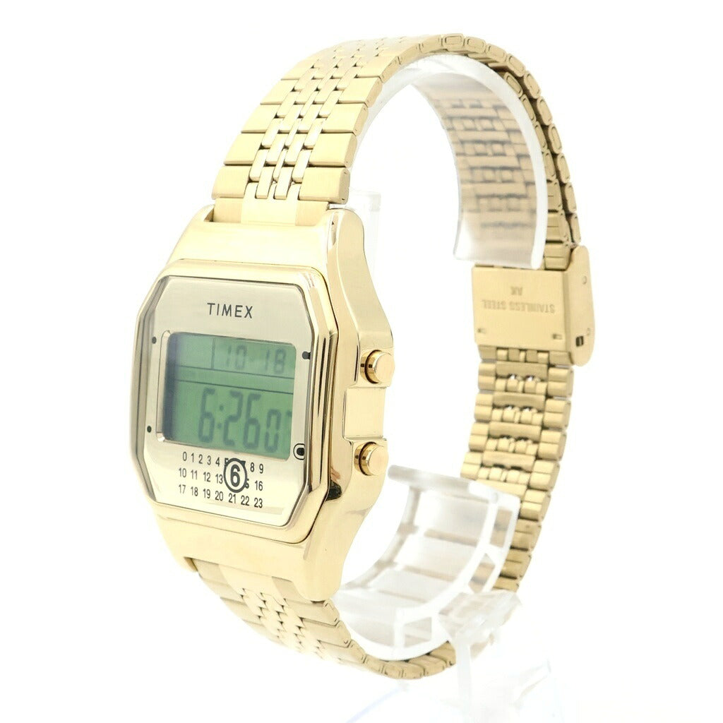 MM6 Maison Margiela(エムエムシックスメゾンマルジェラ) ×TIMEX T80 タイメックス グリーン文字盤 クォーツ ステンレス デジタルウォッチ 腕時計 ゴールド TW2Y50000
