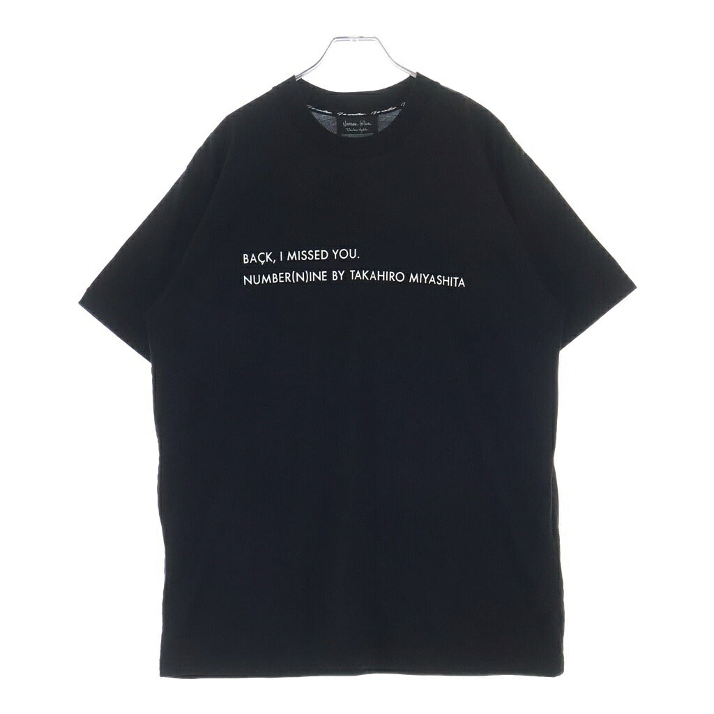 NUMBER (N)INE(ナンバーナイン) 26SS BACK I MISSED YOU. メッセージプリント クルーネック半袖Tシャツ カットソー ブラック NGT.26-001/3