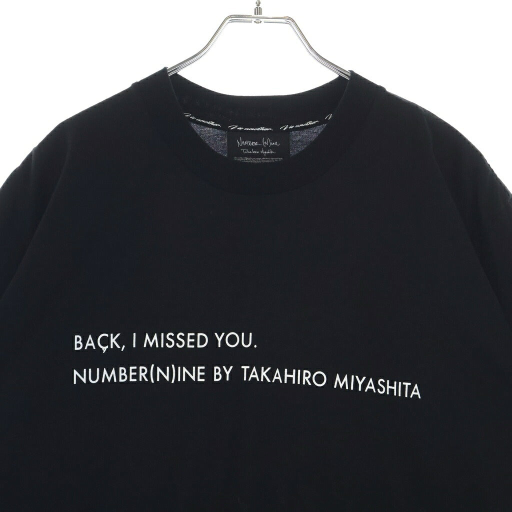 NUMBER (N)INE(ナンバーナイン) 26SS BACK I MISSED YOU. メッセージプリント クルーネック半袖Tシャツ カットソー ブラック NGT.26-001/3