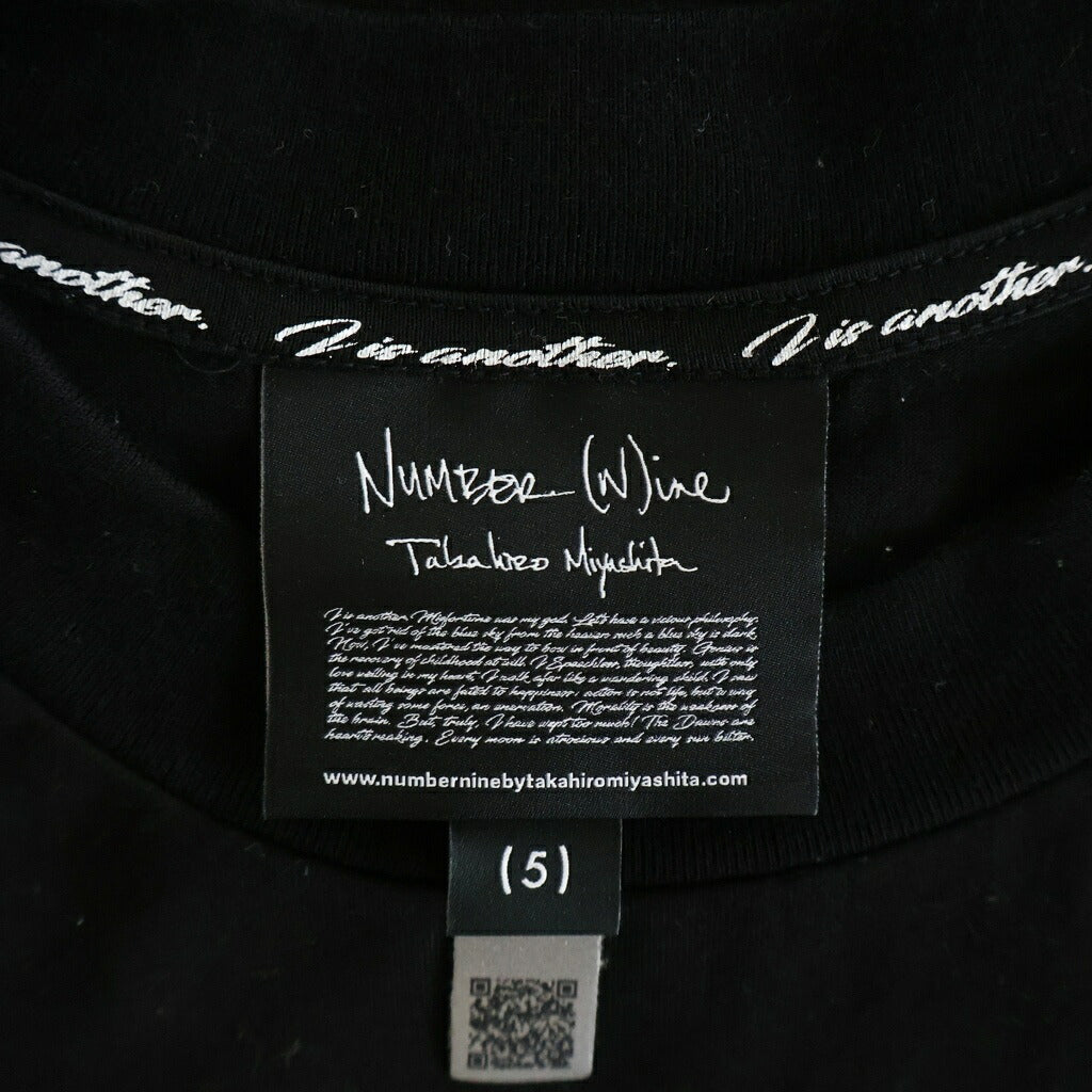 NUMBER (N)INE(ナンバーナイン) 26SS BACK I MISSED YOU. メッセージプリント クルーネック半袖Tシャツ カットソー ブラック NGT.26-001/3