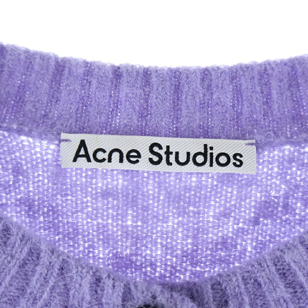 ACNE STUDIOS Bla Konst(アクネストゥディオズ ブロコンスト) Cropped Cardigan ウール混 ノーカラー クロップドカーディガン レディース パープル FN-WN-KNIT000350