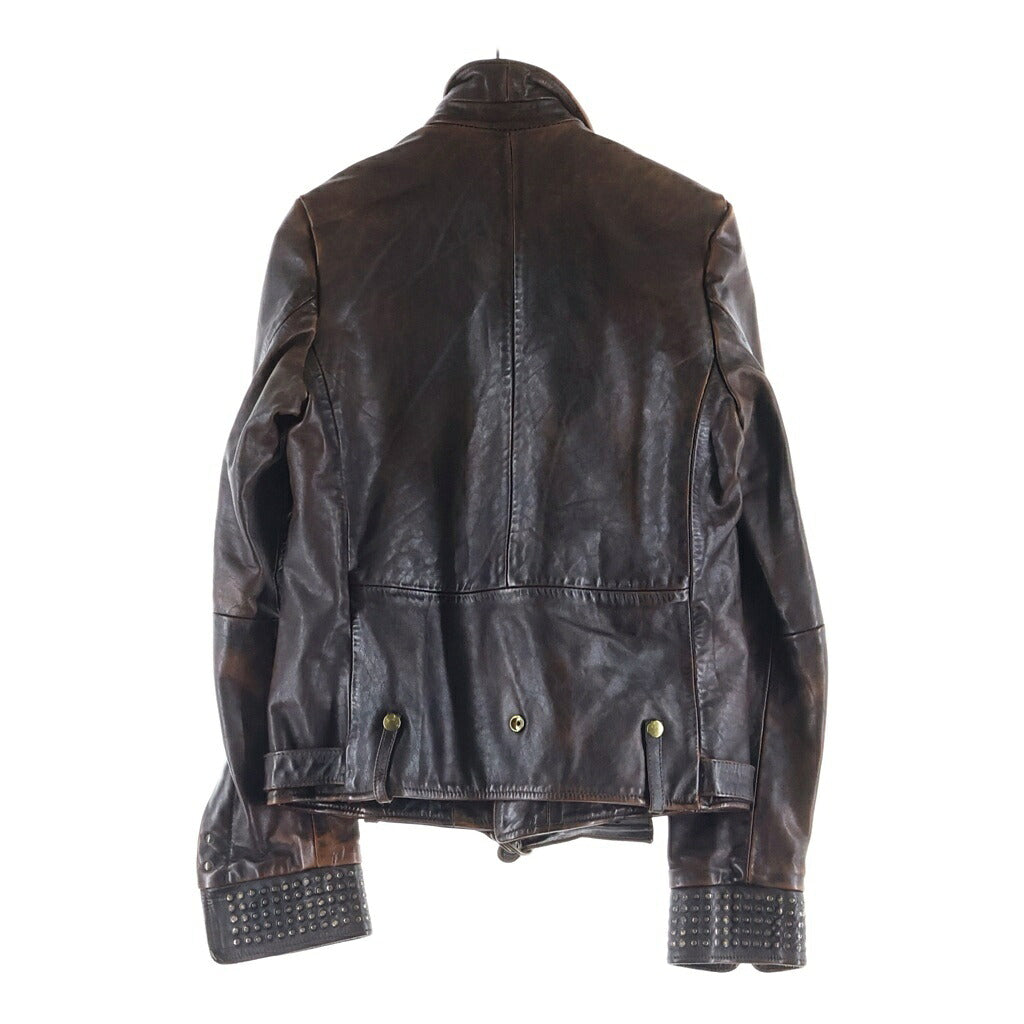 GOLDEN GOOSE DELUXE BRAND(ゴールデングースデラックスブランド) イタリア製 カウレザー シングルライダースジャケット ブラウン 08-010-510-8644