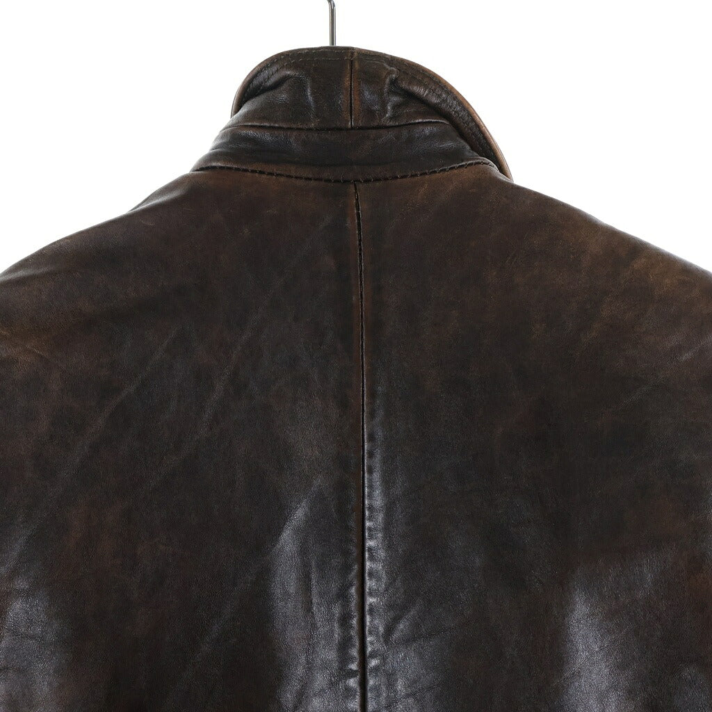 GOLDEN GOOSE DELUXE BRAND(ゴールデングースデラックスブランド) イタリア製 カウレザー シングルライダースジャケット ブラウン 08-010-510-8644
