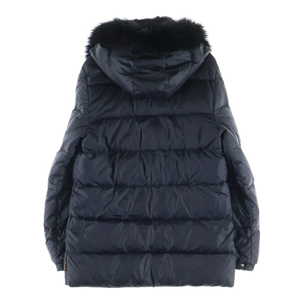 MONCLER(モンクレール) VALENTINE バレンティーヌ 茶タグ ファーフーデッド ダウンジャケット ブラック レディース 49353/97/68959