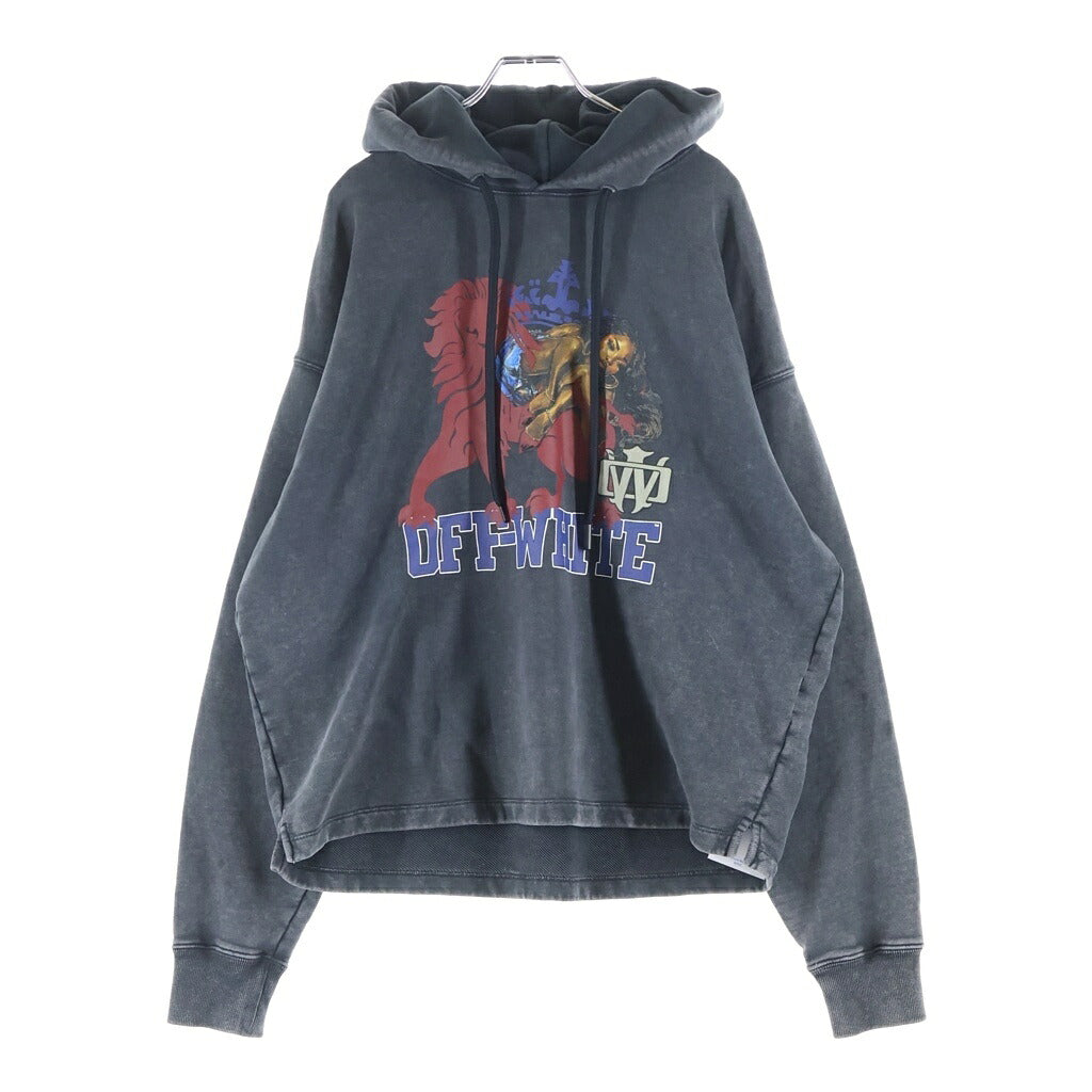 OFF-WHITE(オフホワイト) ROYAL GIRL HOODIE ロイヤルガールプリント ガーメントダイ加工 プルオーバースウェットパーカー ブラック44MBB12MS26D001001